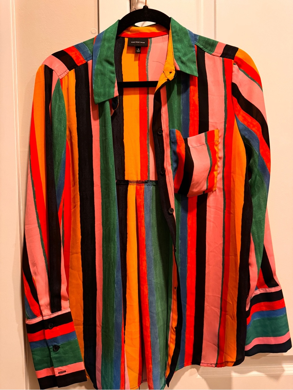 Colorblock Stripe Button-Up Shirt - Multicolor size small who what wear